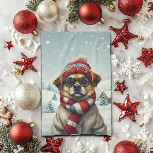 Cool Dog in Preppy winterkleding en Pet winter Theedoek