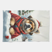 Cool Dog in Preppy winterkleding en Pet winter Theedoek (Horizontaal)