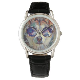 Cool Dog - kroonbeschermer zwarte lederen horloge