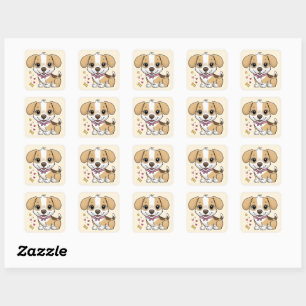 Cool Dog puppy dieren huisdier cartoon Verjaardag Vierkante Sticker