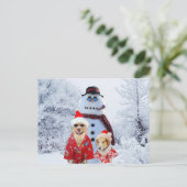 Cool Dogs en Snowman Briefkaart (Staand voorkant)