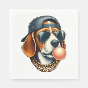 Cool Dogzz een coole beagle met zonnebril en een p Servet