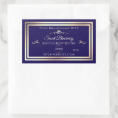 Cool Donkerblauw Product Label Goud Lijst met Logo (Tas)
