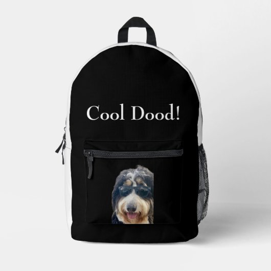 "Cool Dood!" Cute Dog Wearing Sunglasses Backpack Bedrukte Rugzak (Voorkant)