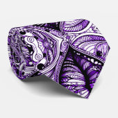 Cool Doodle Art Paarse Wit Zwart Stropdas (Opgerold)