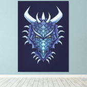 Cool Dragon Art - Paarse Blue Magical Dragon Head Canvas Afdruk (Insitu (Houten vloer))