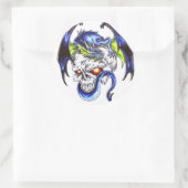 Cool Dragon bleu et autocollant style tatouage crâ (Sac)