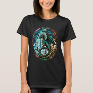 Cool Dragon gekleurd Glas in lood venster  D T-shirt