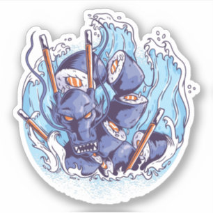 Cool Dragon SUSHI Anime Afbeeldingen Beheer Eten K Sticker