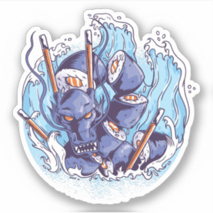 Cool Dragon SUSHI Anime Graphics beheert foto's Sticker