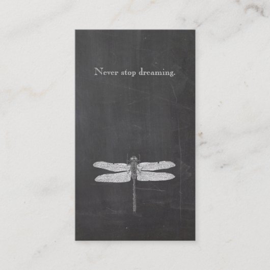 Cool Dragonfly Rustic Natuur Chalkboard Visitekaartje (Voorkant)