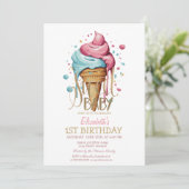 Cool Dripping Ice Cream Gestreept Verjaardag Kaart (Staand voorkant)