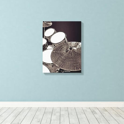 Cool Drum Kit Canvas Drummer Art Snare Cymbal (Insitu (Houten vloer))