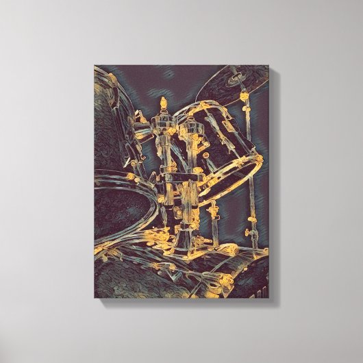 Cool Drummer Art on Canvas - Drum Kit met Cymbals (Voorkant)