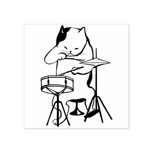 Cool Drummer Cat Art Stempel (Afrduk)