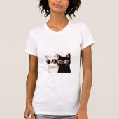 Cool Dual-Cat Sunglasses T-Shirt (Devant)