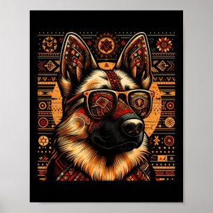 Cool Duitse herder hond etnische kunst stijl Kerst Poster