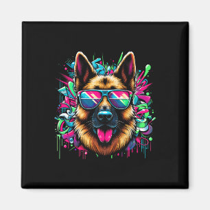 Cool Duitse Herder hond Graffiti Art Style Christ Magneet