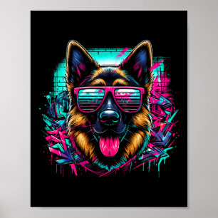 Cool Duitse Herder hond Graffiti Art Style Christ Poster
