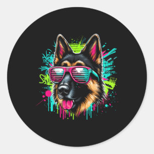 Cool Duitse Herder hond Graffiti Art Style Christ Ronde Sticker
