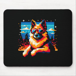 Cool Duitse Herder Hond Pixel Art Style Kerstmis Muismat