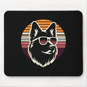 Cool Duitse Herder hond Retro Sunset Art Style CH Muismat