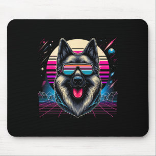 Cool Duitse Herder hond Retrofuturisme Art Style C Muismat