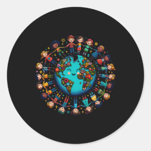 Cool Earth Day-kinderen vechten tegen klimaatveran Ronde Sticker