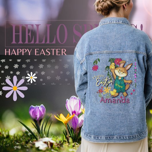 Cool Easter Bunny Aangepaste naam Denim Jacket