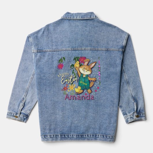 Cool Easter Bunny Aangepaste naam Denim Jacket (Achterkant)