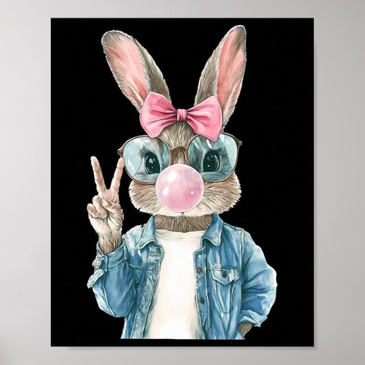 Cool Easter Bunny Blow Bubble Gum Rabbit Egg Hunt  Poster (Voorkant)