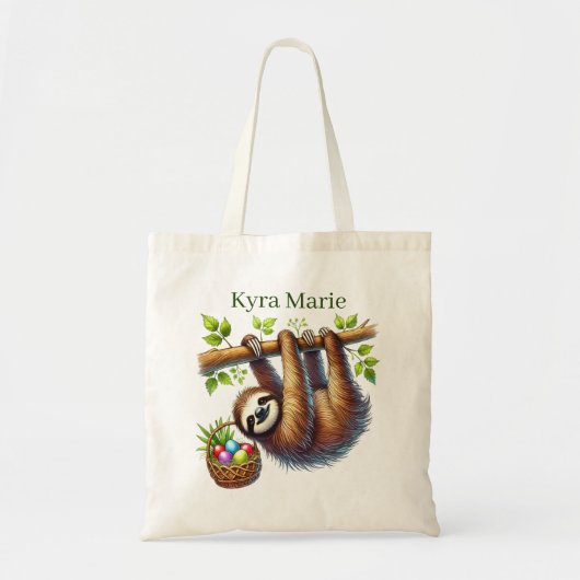 Cool Easter sloth add name Tote Bag (Voorkant)