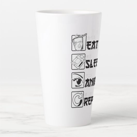 Cool Eat Sleep ANIME Herhaal Funny Icon Japans Latte Mok (Voorkant)