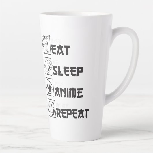 Cool Eat Sleep ANIME Herhaal Funny Icon Japans Latte Mok (Rechts)