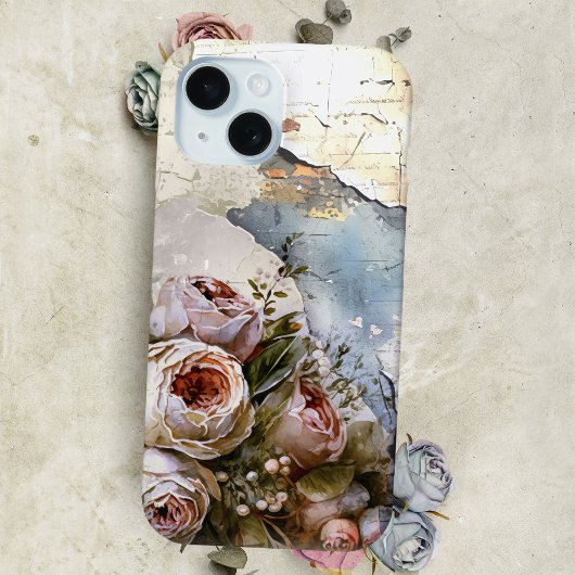 Cool Edgy Shabby  Rozen op gescheurd papier Case-Mate iPhone Case