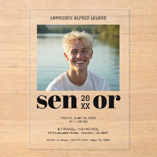 Cool Editorial Style Senior Grad Foto TMF26 Acryl Uitnodigingen