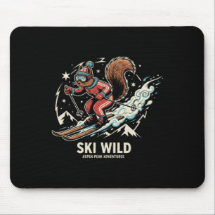 Cool eekhoorn sneeuw skiën ontwerp voor dier kids muismat