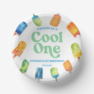 Cool Een Blauw Retro Popsicle 1e Verjaardagsfeest Papieren Kommen