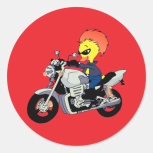 Cool Eend op een Motorfiets Ronde Sticker