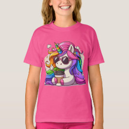 Cool Eenhoorn met Zonnebril en Koffie T-shirt