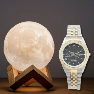 Cool eenvoudig Cessna vliegtuig & wolken, Custom g Horloge