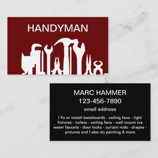 Cool Eenvoudig Handyman Visitekaartjes Design (Voorkant / Achterkant)