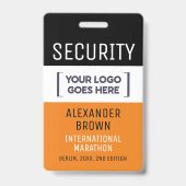 Cool Eenvoudig Sinaasappel en Zwart Event Logo Sec Badge (Voorzijde)