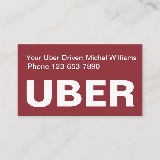 Cool Eenvoudige Uber Driver Ride Hailing Visitekaa Visitekaartje (Voorkant)