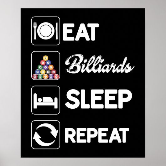 Cool Eet Slaapstand Billières herhalen woordkunst Poster (Voorkant)