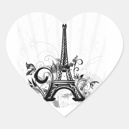 Cool Eiffel Tower zwaait stippen splatters vlinder Hart Sticker (Voorkant)