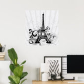 Cool Eiffel Tower zwaait stippen splatters vlinder Poster (Thuiskantoor)