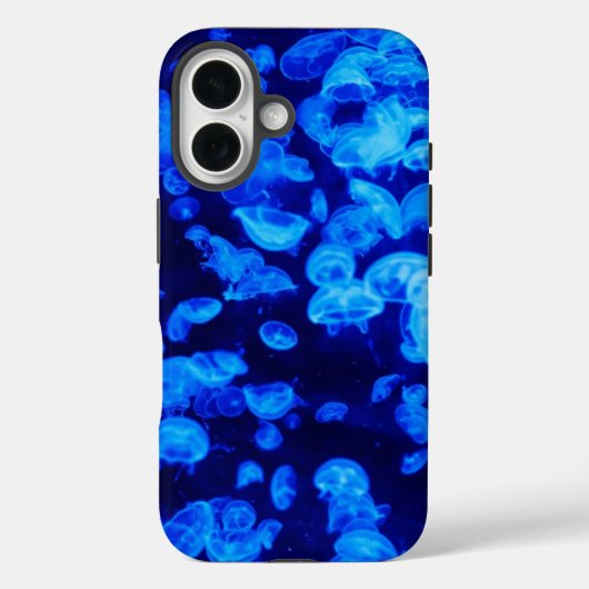 Cool Electric Blue Jellyfish in Deep Blue Zee Case-Mate iPhone Case (Achterkant)