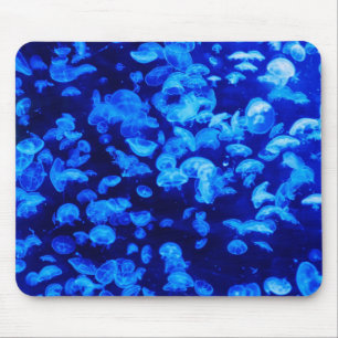 Cool Electric Blue Jellyfish in Deep Blue Zee Muismat