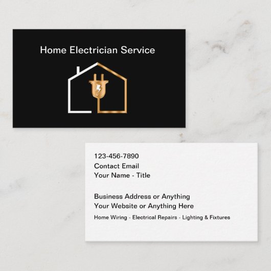Cool Electrician Services Modern Visitekaartje (Voorkant / Achterkant)